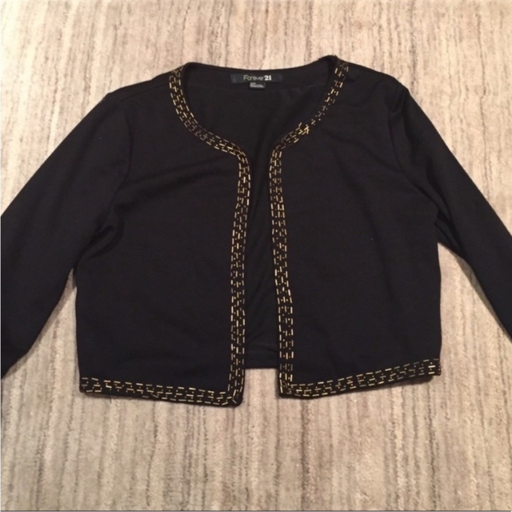Black jacket with gold bead detail